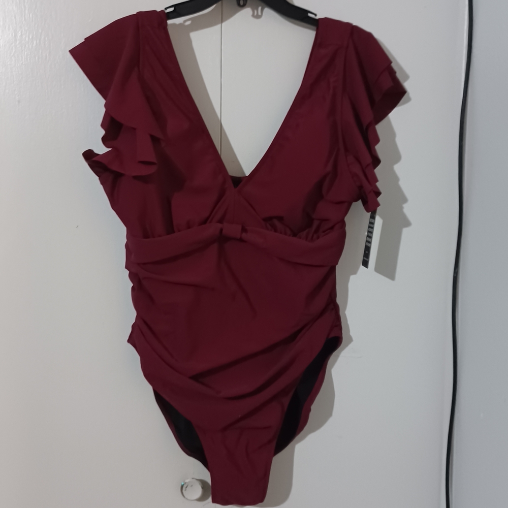 Burgundy One Piece Swimsuit